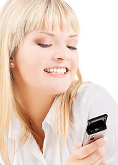 Image showing happy woman with cell phone