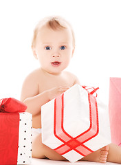 Image showing baby boy with gifts