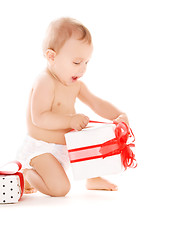 Image showing baby boy with gifts