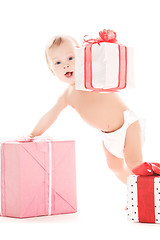 Image showing baby boy with gifts