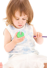 Image showing little girl with pencil