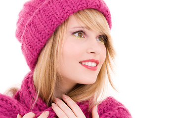 Image showing happy teenage girl in hat