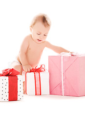 Image showing baby boy with gifts