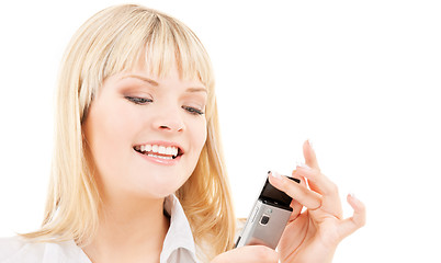 Image showing happy woman with cell phone