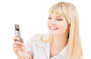 Image showing happy woman with cell phone