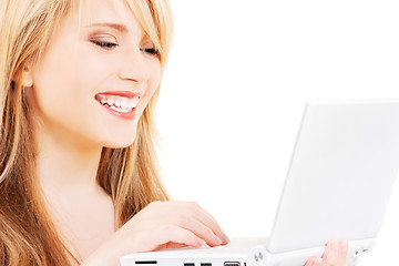 Image showing teenage girl with laptop computer