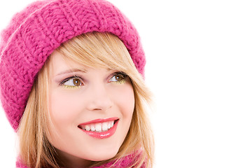 Image showing happy teenage girl in hat