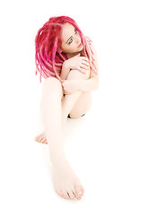 Image showing sad pink hair girl