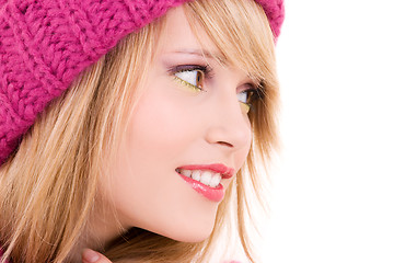 Image showing happy teenage girl in hat