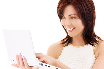 Image showing happy woman with laptop computer