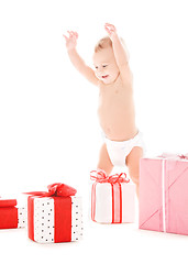 Image showing baby boy with gifts