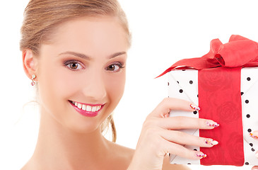 Image showing happy girl with gift box