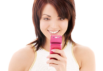 Image showing happy woman with cell phone