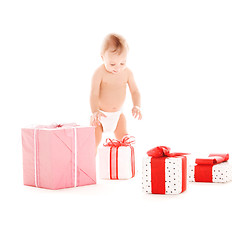 Image showing baby boy with gifts