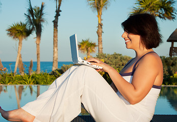 Image showing lovely woman with laptop computer