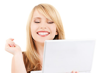 Image showing teenage girl with laptop computer