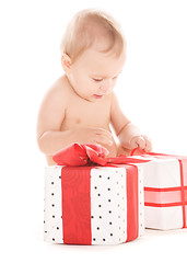 Image showing baby boy with gifts