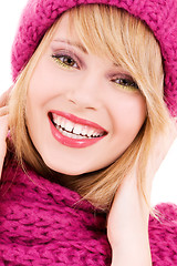 Image showing happy teenage girl in hat