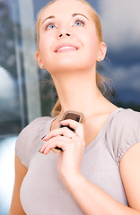 Image showing lovely woman with cell phone