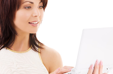 Image showing happy woman with laptop computer