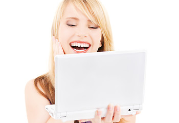 Image showing teenage girl with laptop computer