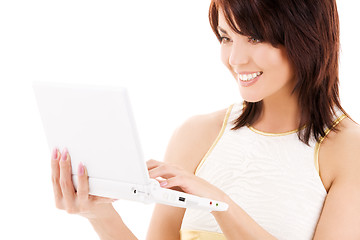 Image showing happy woman with laptop computer