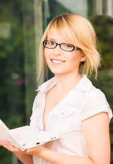 Image showing office girl with laptop computer