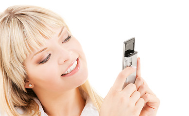 Image showing happy woman with cell phone