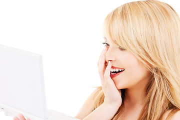 Image showing teenage girl with laptop computer