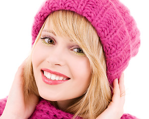 Image showing happy teenage girl in hat