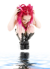 Image showing pink hair girl in high boots