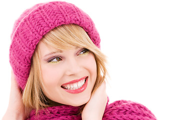 Image showing happy teenage girl in hat