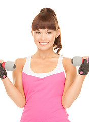 Image showing fitness instructor with dumbbells