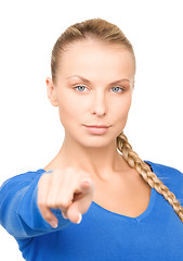 Image showing businesswoman pointing her finger