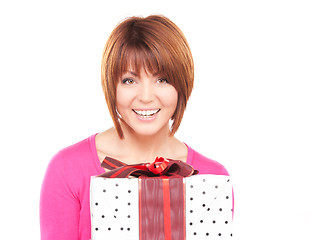 Image showing happy woman with gift box