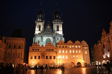 Image showing Tyn Church and Old Town Square in Prague