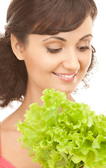 Image showing woman with lettuce