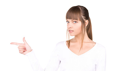 Image showing businesswoman pointing her finger