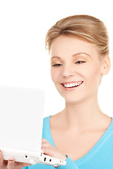 Image showing happy woman with laptop computer