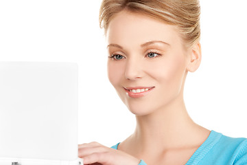 Image showing happy woman with laptop computer