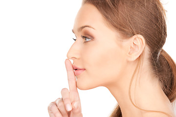 Image showing finger on lips