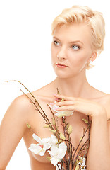 Image showing lovely woman with twig