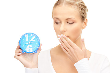 Image showing woman holding alarm clock