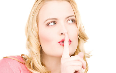 Image showing finger on lips