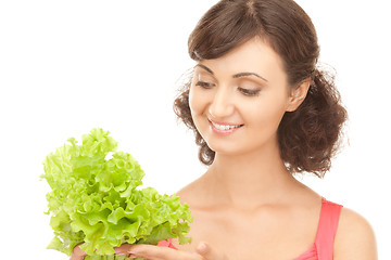 Image showing woman with lettuce