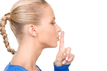Image showing finger on lips