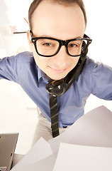 Image showing funny picture of businessman in office