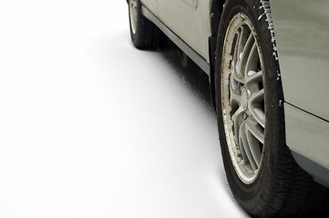 Image showing Wheels in snow