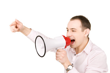 Image showing businessman with megaphone