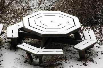 Image showing Snow bench